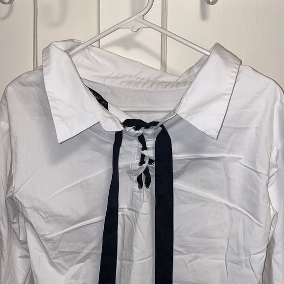 Zara XS White Tie Neck Blouse - Picture 4 of 13
